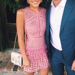 SELF-PORTRAIT – CROSSHATCH-LACE SLEEVELESS DRESS – PINK